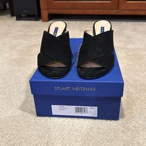 Lightly work Black Suede Stuart Weitzman sandals size 4